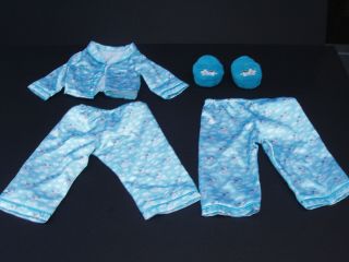 Retired American Girl Doll Blue Angel Halo Bear Pajamas W Extra Bottom Slippers
