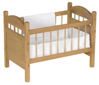18 " Toy Baby Doll Crib Bed Handmade Bedding Oak Wood Furniture Natural Oak
