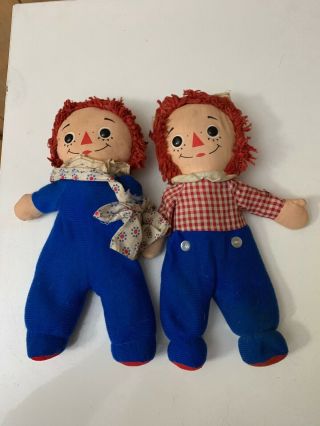 Vintage 7 " Raggedy Ann & Andy Knickerbocker Pair Bean Bag Dolls