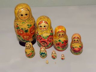 10 Piece Russian Matryoshka Nesting Doll - - Ussr