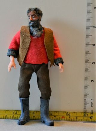 Artisan Bearded Man Doll Dollhouse Miniatures Ooak 1:12 Unusual Poseable