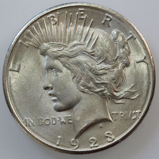 1923 - S $1 Peace Silver Dollar Ch/gem Bu
