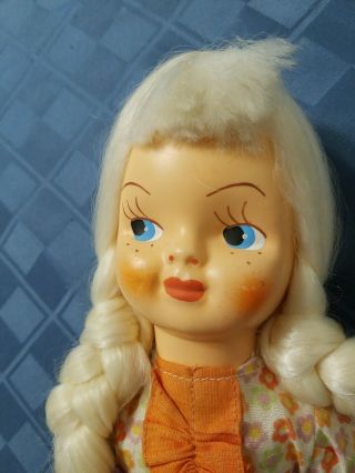 15” Vintage 1950s Polish Cloth Doll With Plastic Face Blond Hair