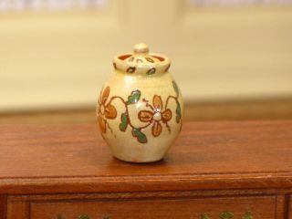 Jane Graber Sgraffito Lidded Jar w/ Floral Pattern Artisan Dollhouse Miniature 3