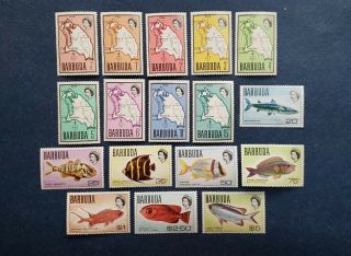 Barbuda Stamps,  Scott 12 - 28 Complete Set And Hinged