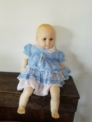 Vintage 24 " Cean Toys Baby Doll Blue Eyes