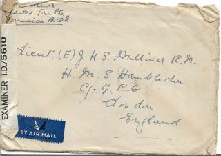 1943 Jamaica Censored King George Vi Cover With Block Of Eight 1d Scarlet 3115