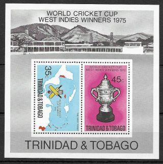 Trinidad & Tobago 1975 World Cup Cricket Mnh Mini Sheet M.  S.  476