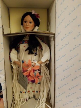 16.  5” Danbury Porcelain Native American Doll Morning Song Judy Belle W/ Box