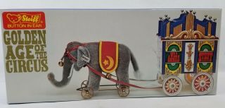 Lm Vintage Steiff0100/86 Golden Age Of The Circus Elephant & Calliope Tran Car