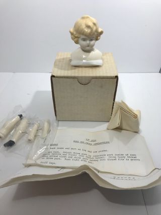 Vintage 13 " Porcelain Doll Making Kit Sally Tudor Head Legs Arms Body Fabric
