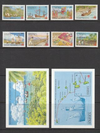 Dominica 1987 Discovery Of America Columbus Set & Ms Mnh