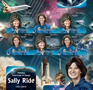 Sally Ride Nasa Astronaut Challenger Space Shuttle Stamp Sheet (2012 Mozambique)