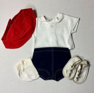 Vintage Chatty Cathy Doll Clothes Shoes Playtime Shirt Red Visor Shorts Socks