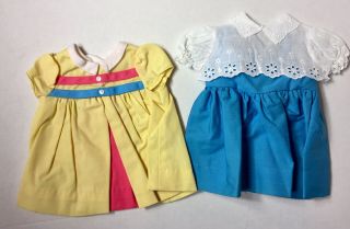 Vintage Chatty Cathy Doll Clothes Yellow Nursery School Blue Party Dress Slip