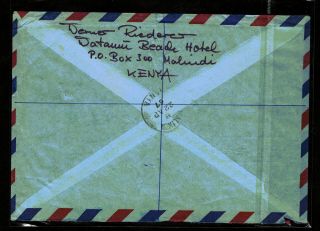 Kenya 1967 Registered Airmail Cover To Germany - Malindi Cds - Addressed 2