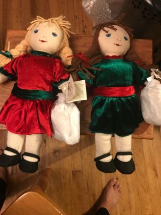 Lennon Sisters Best Pals Dolls.  2 Rag Dolls With Accessory.  16 1/2” Tall.