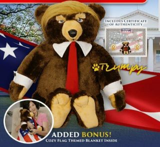 Official Trumpy Bear With Flag Blanket President Donald Trump Bear Limited