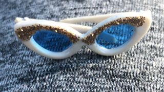 Vintage Barbie White Rimmed Glasses With Gold Glitter