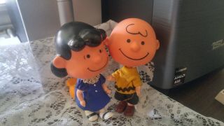 Vintage 1968 Liddle Kiddle Peanuts Charlie Brown And Lucy With 1 Scooter