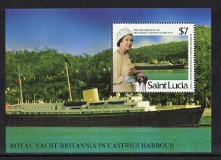 St.  Lucia - 1986,  60th Birthday Of Queen Elizabeth Ii,  $7 Mini - Sheet,  Mnh