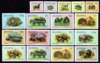 Uganda 1979 - 83 Group Of Stamps Mi 258 - 271 I - Ii Mnh Cv=12.  50€