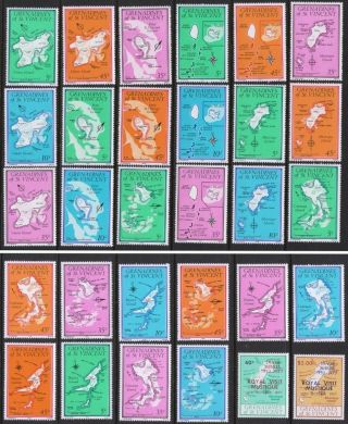 St Vincent Grenadines 1974 - 1977 Maps - Mnh Selection - (110)