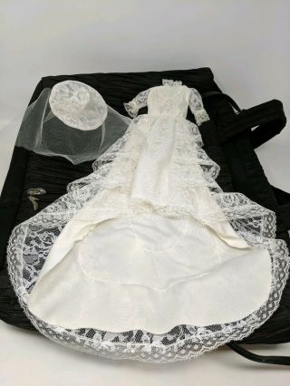 Vintage Gorgeous Handmade Barbie Wedding Dress Bridal Gown Train Lace & Lined