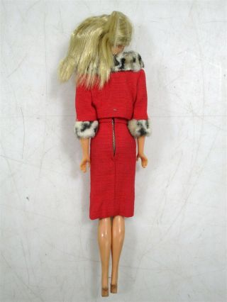 1966 Mattel Barbie Doll w/Red Dress and Coat 2