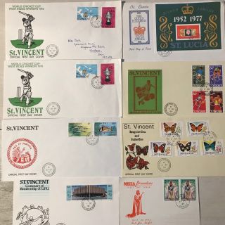 8 Caribbean Postal Covers (6 St Vincent,  1 Jamaica,  1 St Lucia) - Ref175