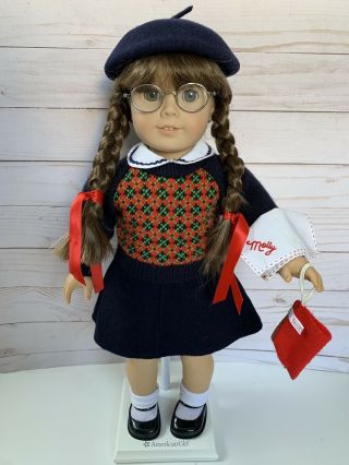 American Girl Doll Pleasant Company Molly Mcintire With Meet Outfit Glasses