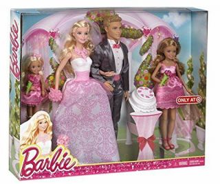 Barbie & Ken Fairytale Wedding Gift Set With Skipper & Chelsea Chg38