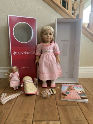 American Girl Caroline 18 " Doll Euc With Accessories Retired