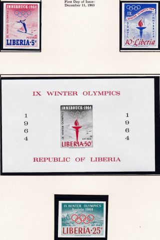 Liberia 1964 18th Olympic Games,  Souvenir Sheet Mnh 250