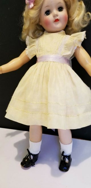 Vintage Ideal Doll Dress Yellow Shadow Print 10 1/2 " Long - Fits P93