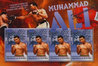 Muhammad Ali (clay Vs.  Sonny Liston) Boxer Boxing Stamp Sheet (2012 Burundi)