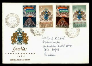 Dr Who 1965 Gambia Fdc Independence Cachet Combo E85803