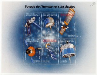 Space Exploration/journey To The Stars/spacecraft Stamp Sheet 6 2000 Madagascar