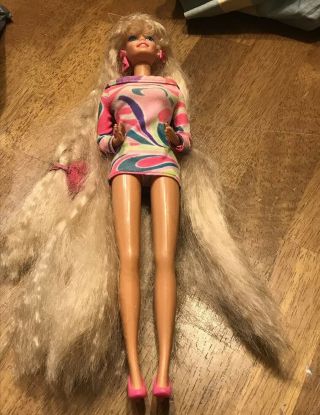 Vintage 1991 Totally Hair Barbie Doll Blonde W/ Outfit Shoes Jewelry
