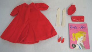 Vintage Barbie Red Flare Coat Hat 939 Clothes Doll Complete Outfit 1960s 60s