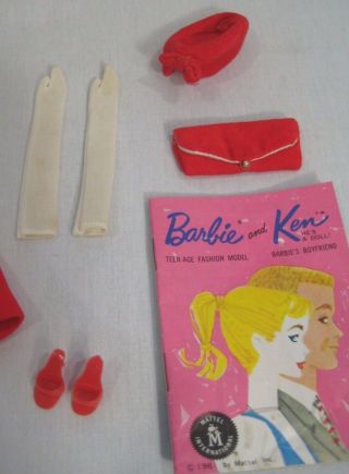 Vintage Barbie Red Flare Coat Hat 939 Clothes Doll Complete Outfit 1960s 60s 2