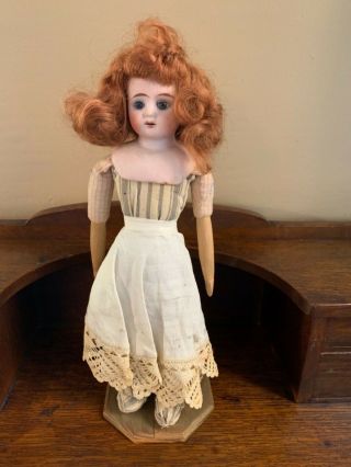 Antique/vintage Bisque Porcelain Doll,  Cloth Body,  13” German Head