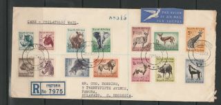 South Africa 1954 Def Set On Cover,  (rough) Registered,  Not Fd,  Sg 151/64