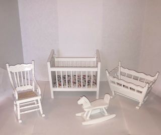 Dollhouse Furniture Nursery Melissa & Doug Baby Doll Crib Rocking Chair Horse