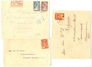 Curacao 1930/1938 - - 3 X Cover - To Suriname - - - F/vf