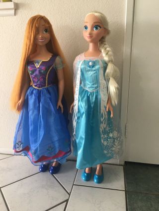 Disney Frozen Life Size Elsa And Anna Dolls 38 " Wth Outfits And Shoes.