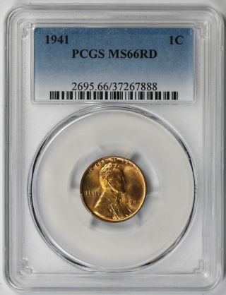 1941 Lincoln Wheat Penny 1c Ms 66 Rd Red Pcgs