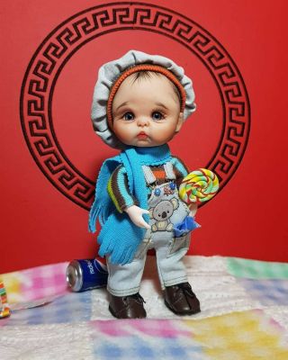 Ooak Art Doll,  Baby - Boy 6,  5 Inch Bjd Obitsu Doll 1/12 Polymer Clay By Svetlana