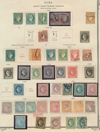 Spanish West Indies Stamps 1855 - 1869 Album Page Of Isabella,  Many Gems