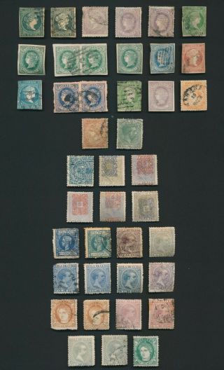 Spanish West Indies Stamps 1855 - 1902,  Isabella & Alfonso &,  10 Scans